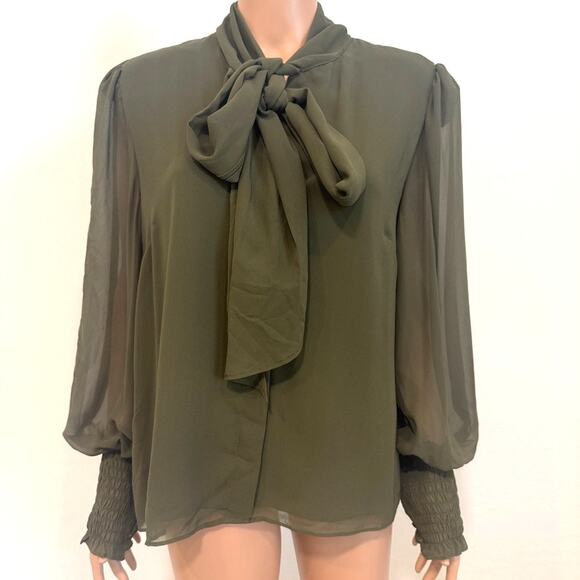Vince Camuto XL sheer balloon sleeve bow blouse TB 3085 - Picture 6 of 10